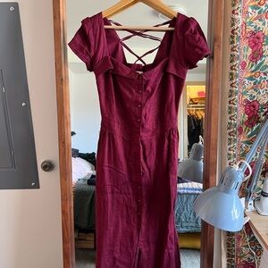 Estelle Button Down Dress in Plum